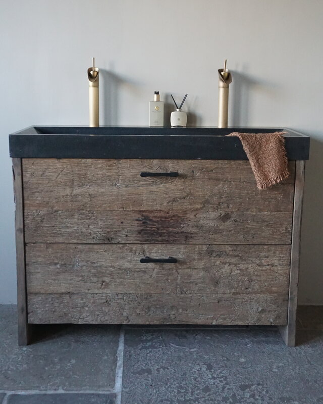 Rene Houtman Badkamermeubel Elly | Geborsteld Eikenhout | H81 x B119,5 x D51 cm