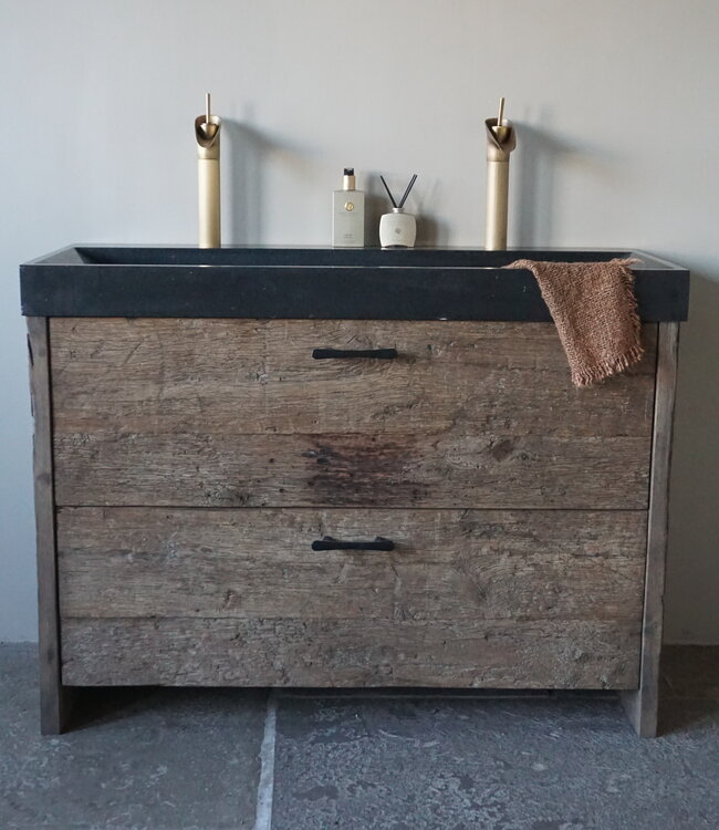 Rene Houtman Badkamermeubel Elly | Geborsteld Eikenhout | H81 x B119,5 x D51 cm