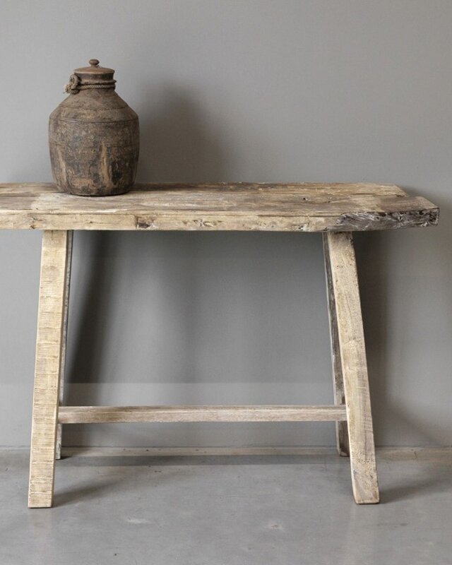 Be-Uniq Sidetable Organisch | Oud Hout | H85xB125xD45 cm
