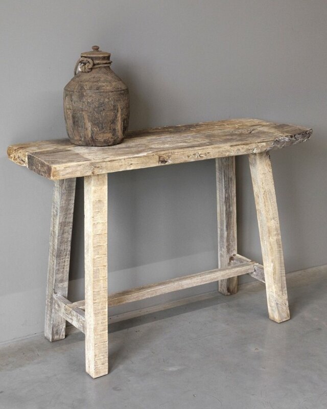 Be-Uniq Sidetable Organisch | Oud Hout | H85xB125xD45 cm