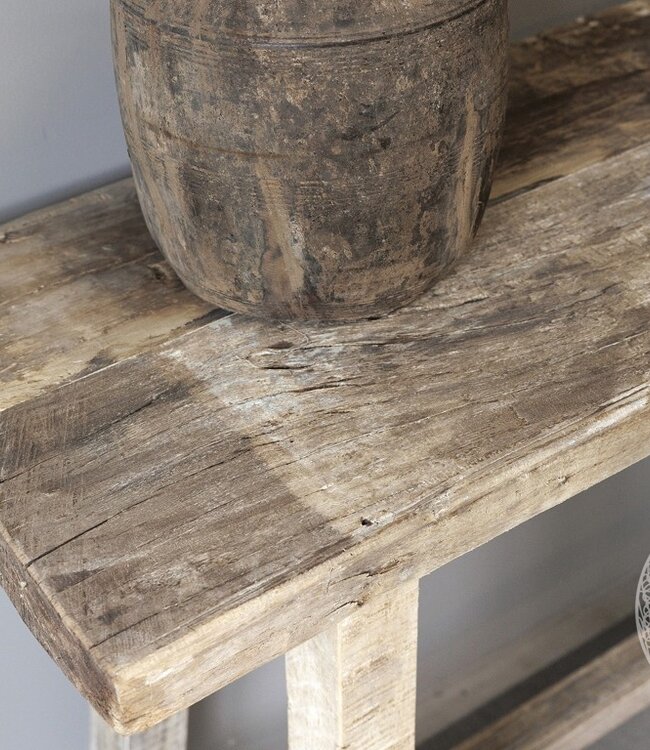 Be-Uniq Sidetable Organisch | Oud Hout | H85xB125xD45 cm