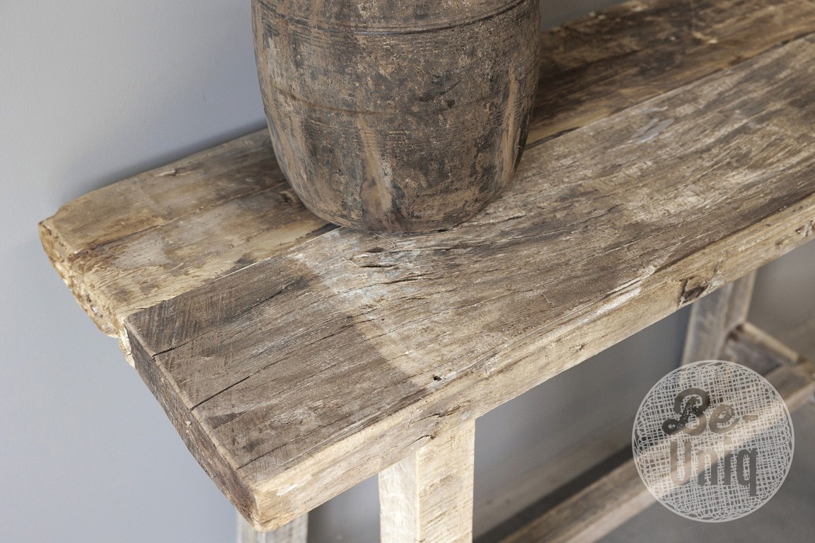 Be-Uniq Sidetable Organisch | Oud Hout | H85xB125xD45 cm