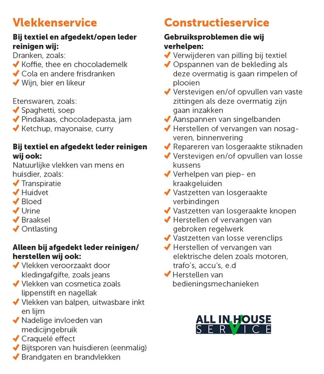 Rene Houtman All In House Service Textiel Vlekkenkit 2 Eetkamerstoelen + 5 Jaar Vlekkenservice