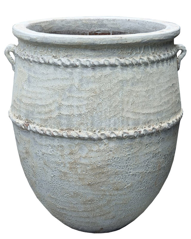 PTMD Tony Grey grote keramische pot ronde laag 72x60 Cm