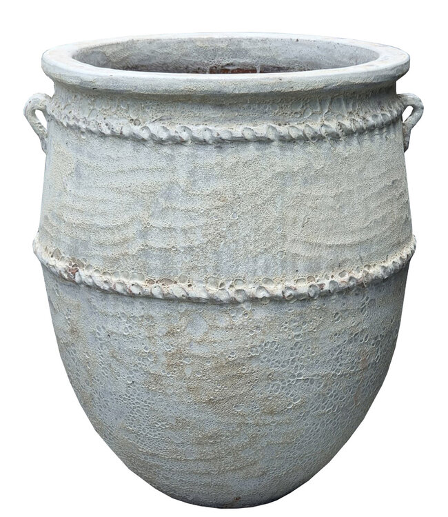 PTMD Tony Grey grote keramische pot ronde laag 72x60 Cm