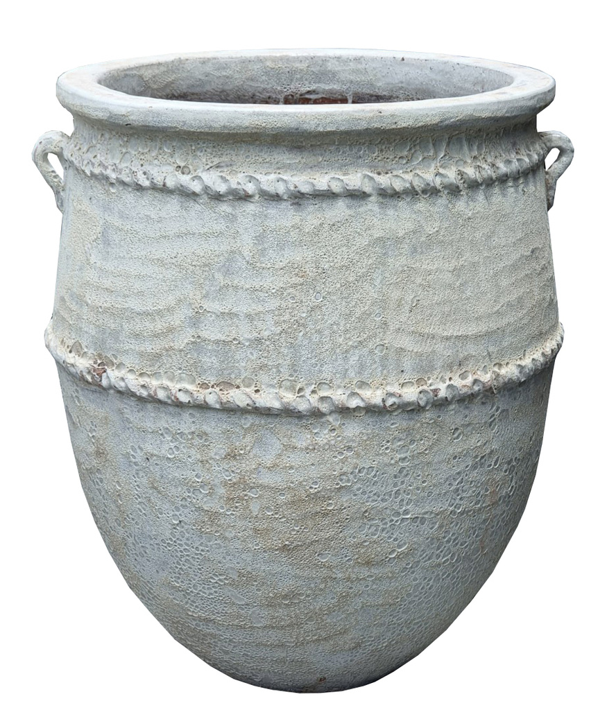 PTMD Tony Grey grote keramische pot ronde laag 72x60 Cm