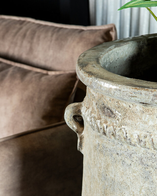 PTMD Tony Grey grote keramische pot ronde hoog 95x58 Cm