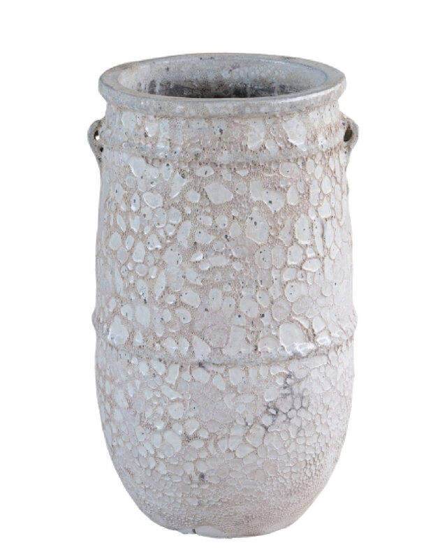 PTMD Serennah Witte keramische pot met ruwe afwerking 68x40 Cm