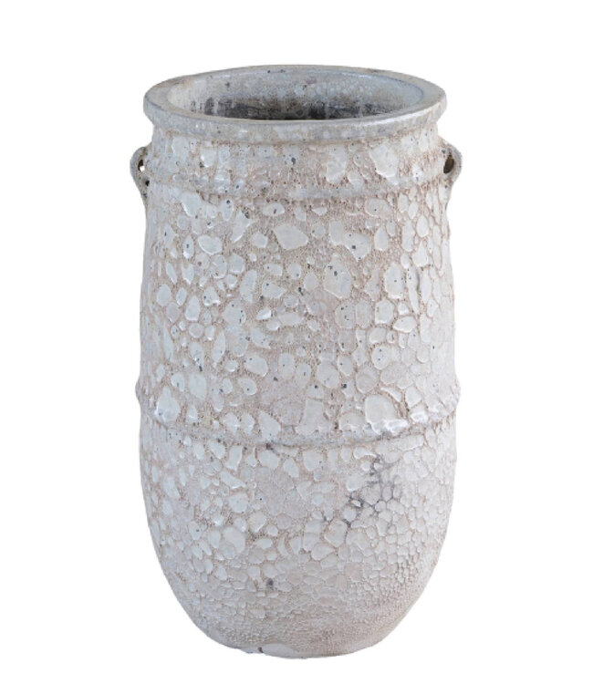 PTMD Serennah Witte keramische pot met ruwe afwerking 68x40 Cm