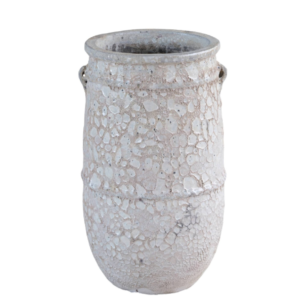 PTMD Serennah Witte keramische pot met ruwe afwerking 68x40 Cm