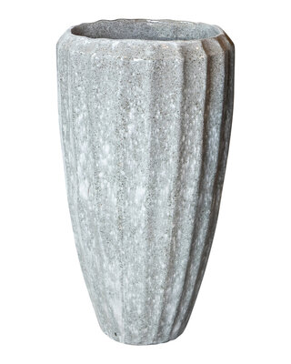 PTMD Olver Witte keramische pot geribbelde structuur rond 90x48 Cm