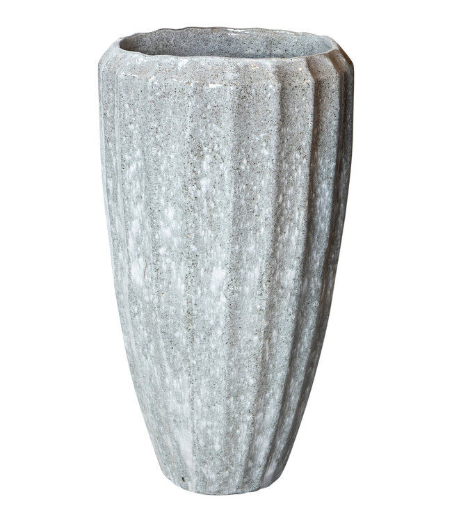 PTMD Olver Witte keramische pot geribbelde structuur rond 90x48 Cm