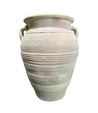 PTMD Dacia Beige terracotta ronde pot met handvatlijnen