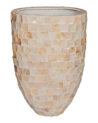 PTMD Daven Cream poly shell papieren pot ovaal 61x42x28 Cm