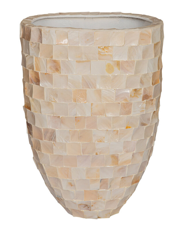 PTMD Daven Cream poly shell papieren pot ovaal 61x42x28 Cm