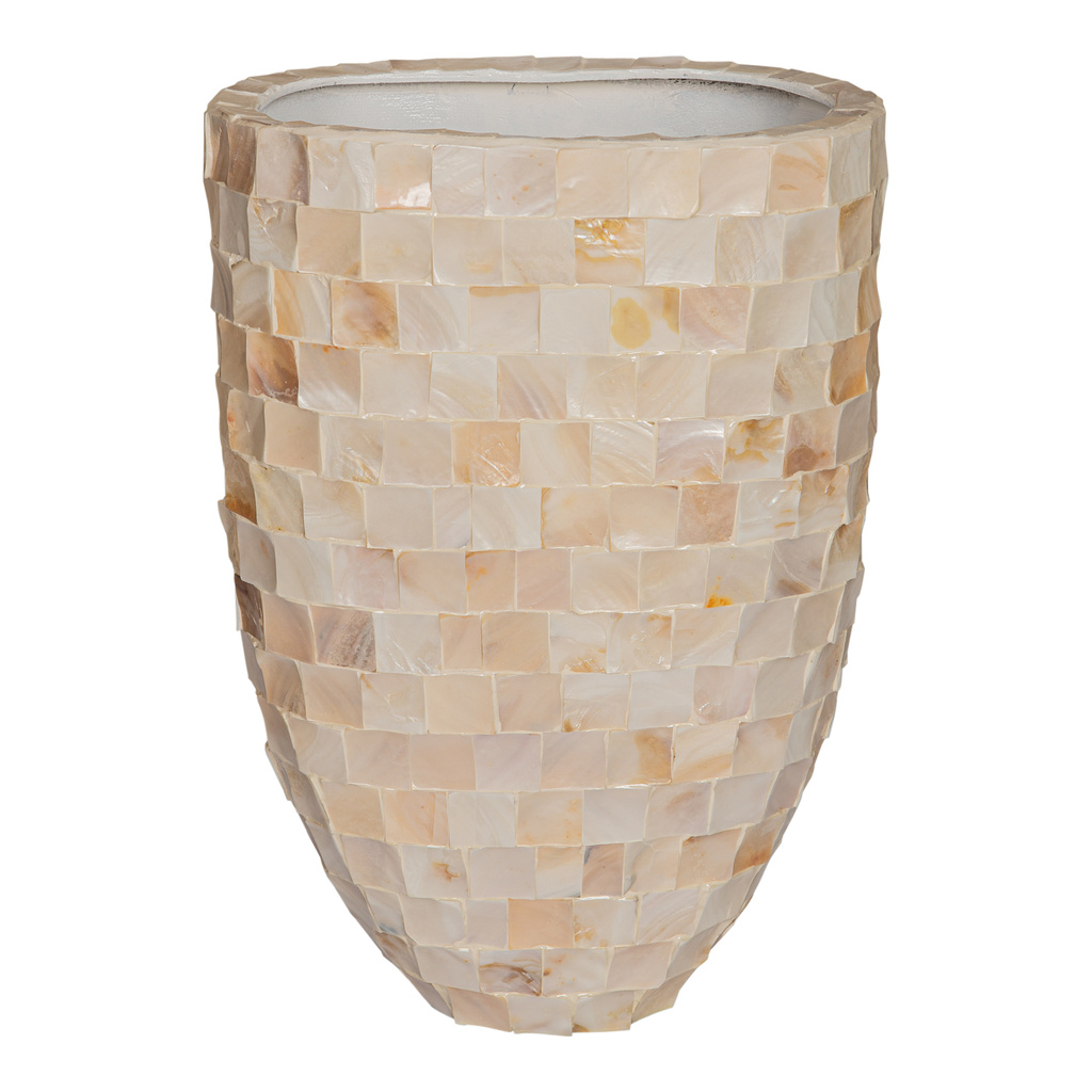 PTMD Daven Cream poly shell papieren pot ovaal 61x42x28 Cm