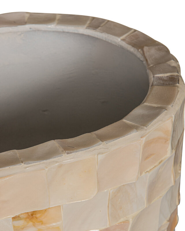 PTMD Daven Cream poly shell papieren pot ovaal 61x42x28 Cm