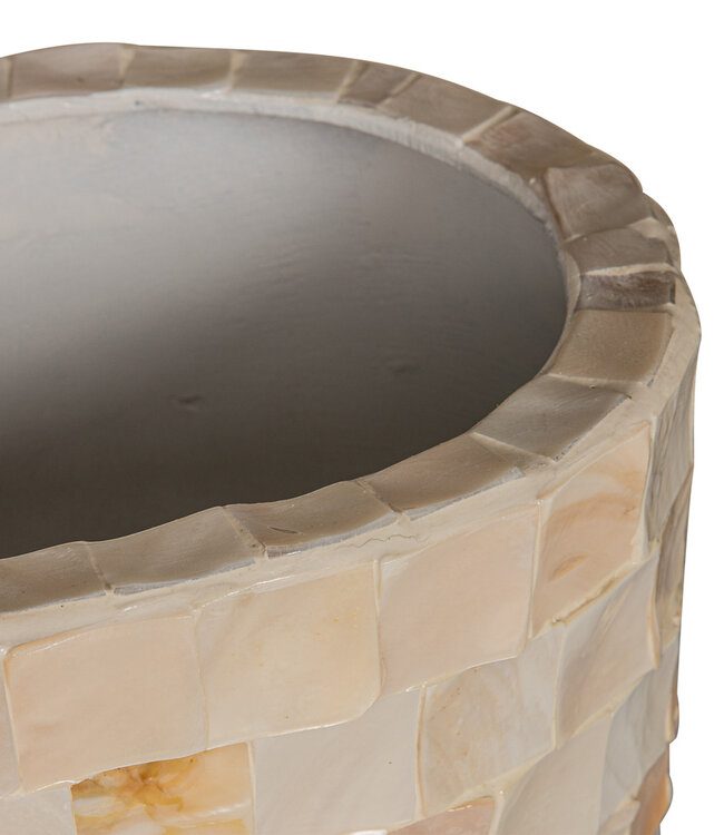 PTMD Daven Cream poly shell papieren pot ovaal 61x42x28 Cm