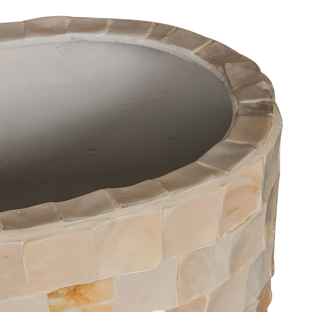 PTMD Daven Cream poly shell papieren pot ovaal 61x42x28 Cm