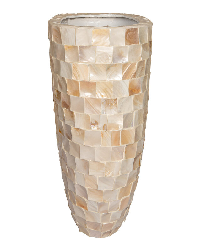 PTMD Daven Cream poly shell papieren pot ovaal 61x42x28 Cm