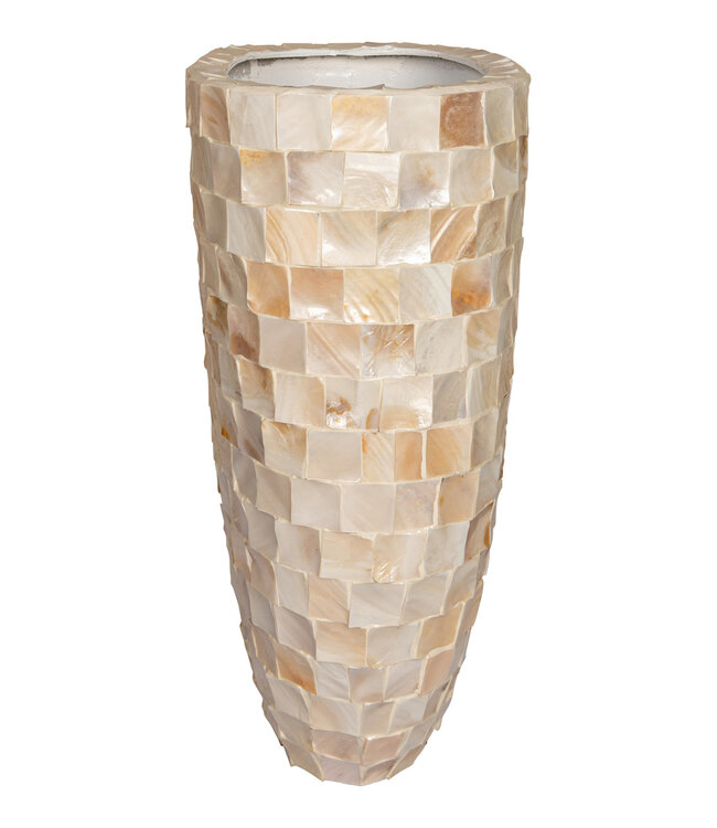 PTMD Daven Cream poly shell papieren pot ovaal 61x42x28 Cm