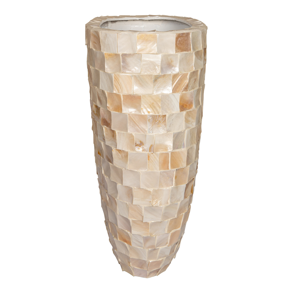 PTMD Daven Cream poly shell papieren pot ovaal 61x42x28 Cm