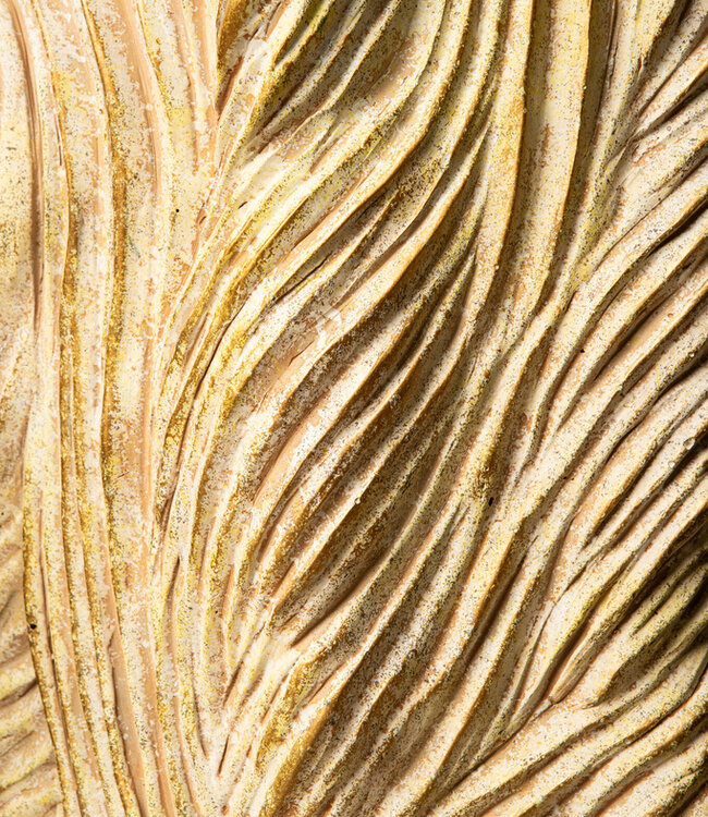 PTMD Alexio Crème ronde cementen pot met golvende lijnen 45x20 Cm