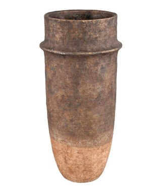 PTMD Christenee Grey halve bruine cementen ronde pot hoogXL