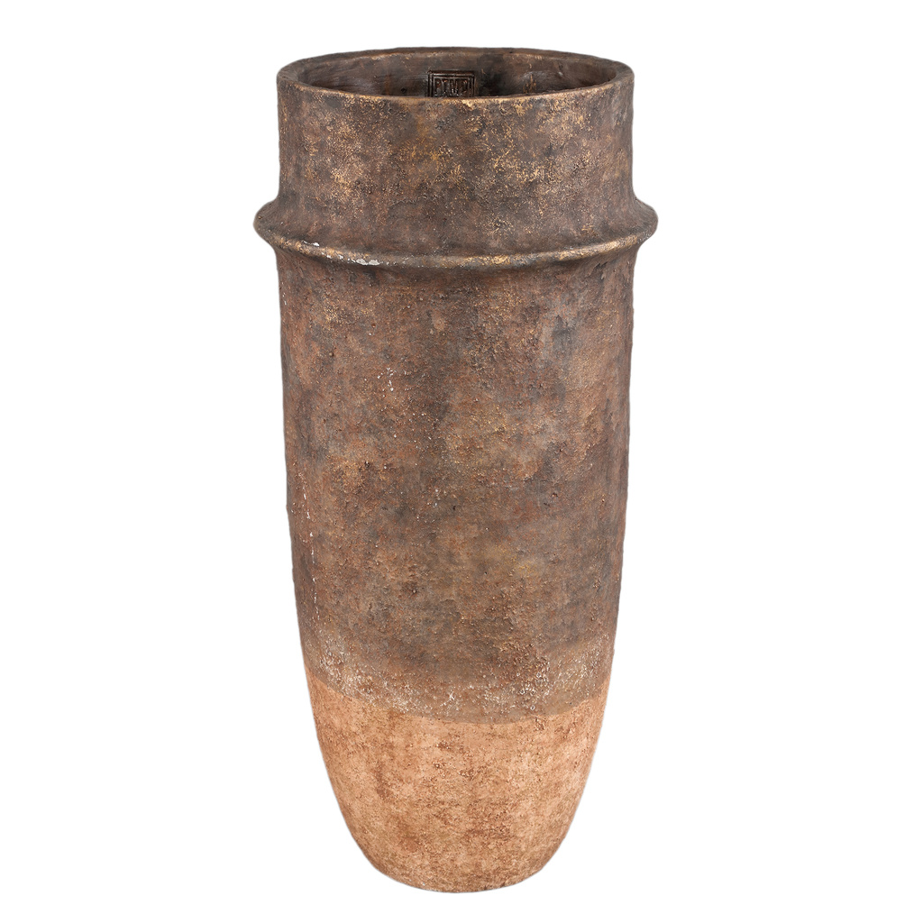 PTMD Christenee Grey halve bruine cementen ronde pot hoogXL