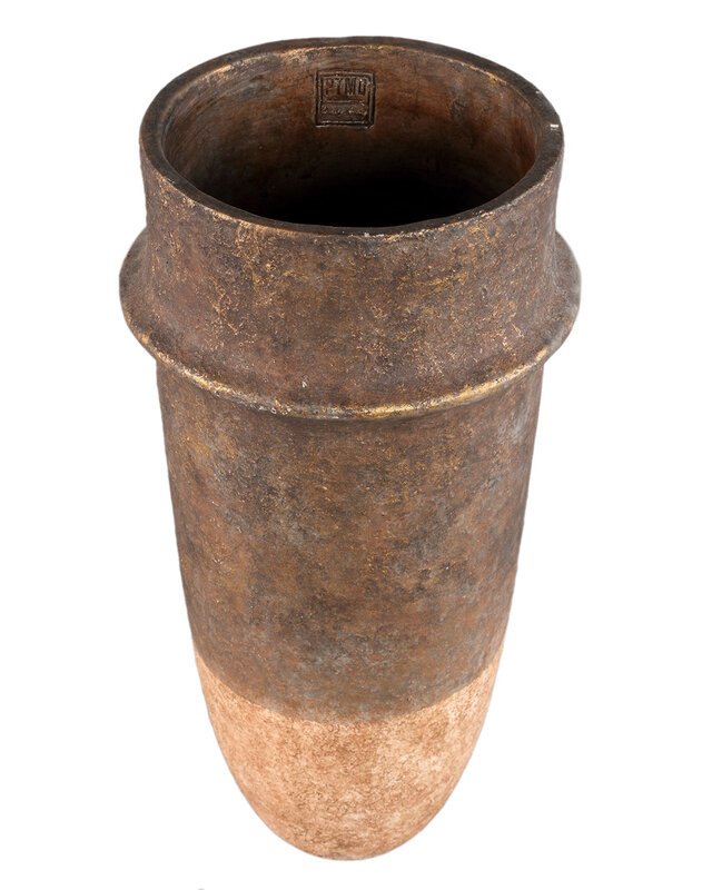 PTMD Christenee Grey halve bruine cementen ronde pot hoogXL