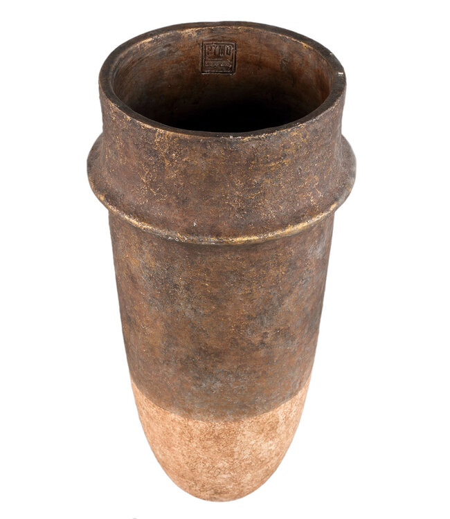 PTMD Christenee Grey halve bruine cementen ronde pot hoogXL