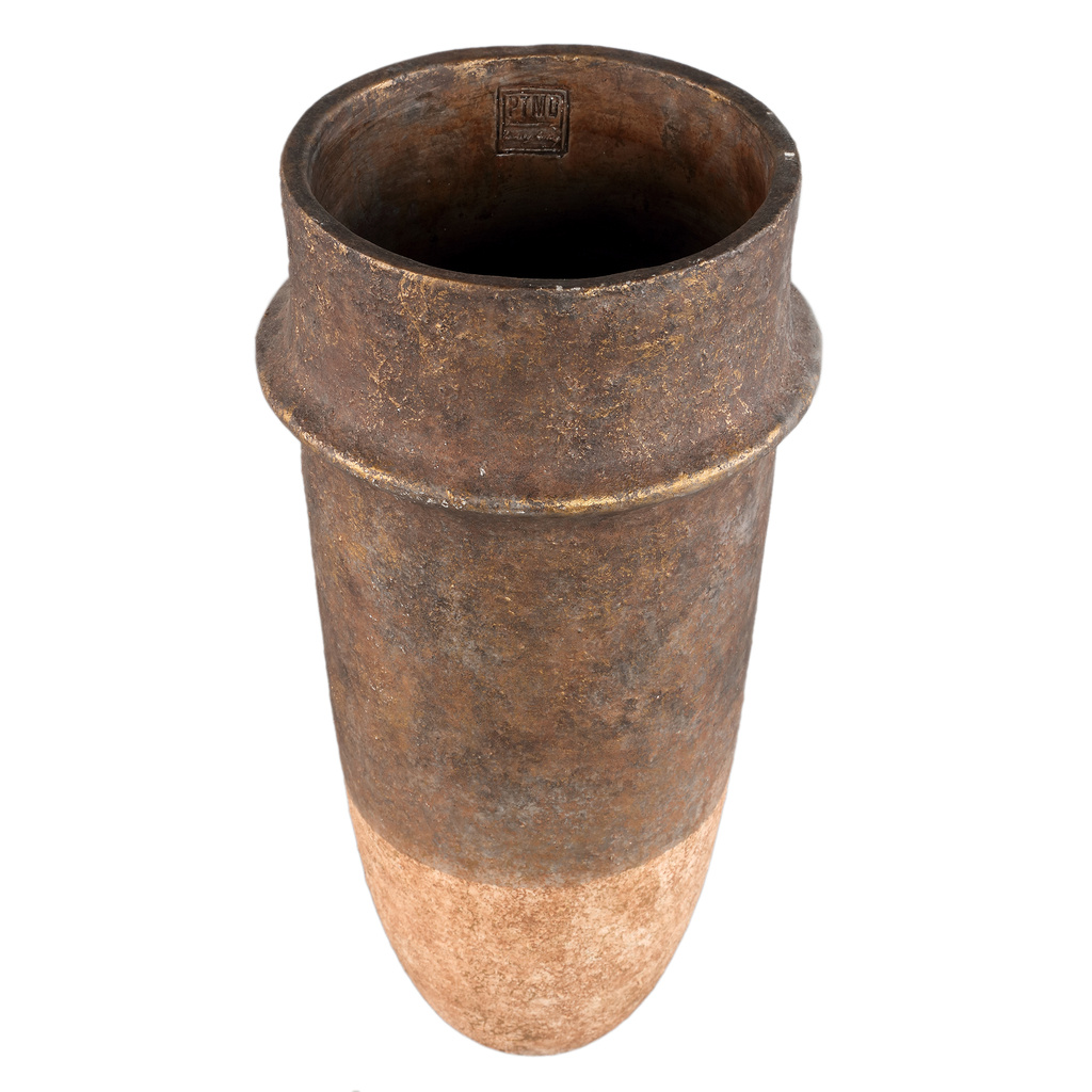 PTMD Christenee Grey halve bruine cementen ronde pot hoogXL