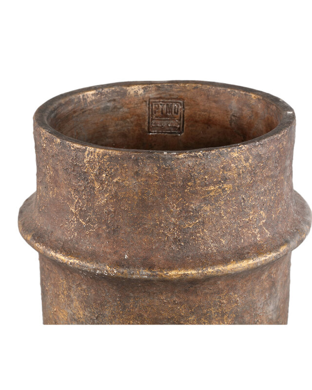 PTMD Christenee Grey halve bruine cementen ronde pot hoogXL
