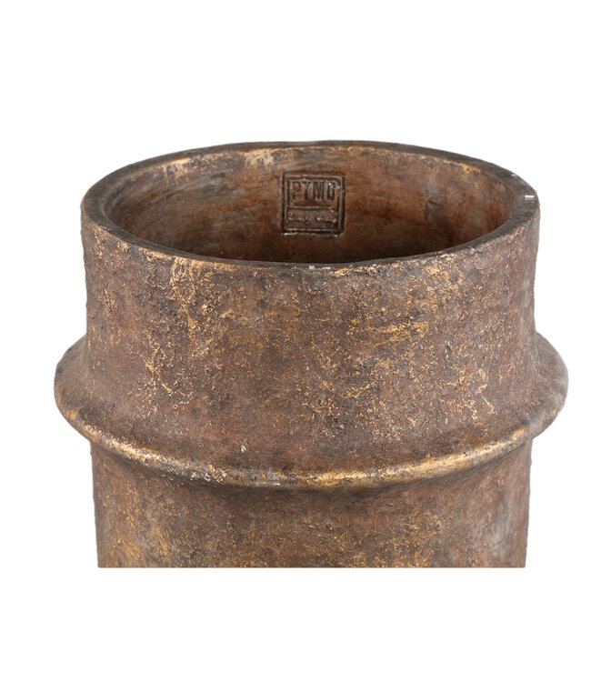 PTMD Christenee Grey halve bruine cementen ronde pot hoogXL