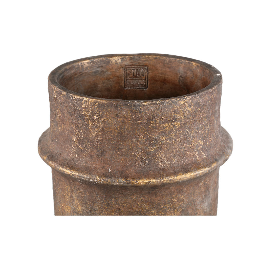 PTMD Christenee Grey halve bruine cementen ronde pot hoogXL