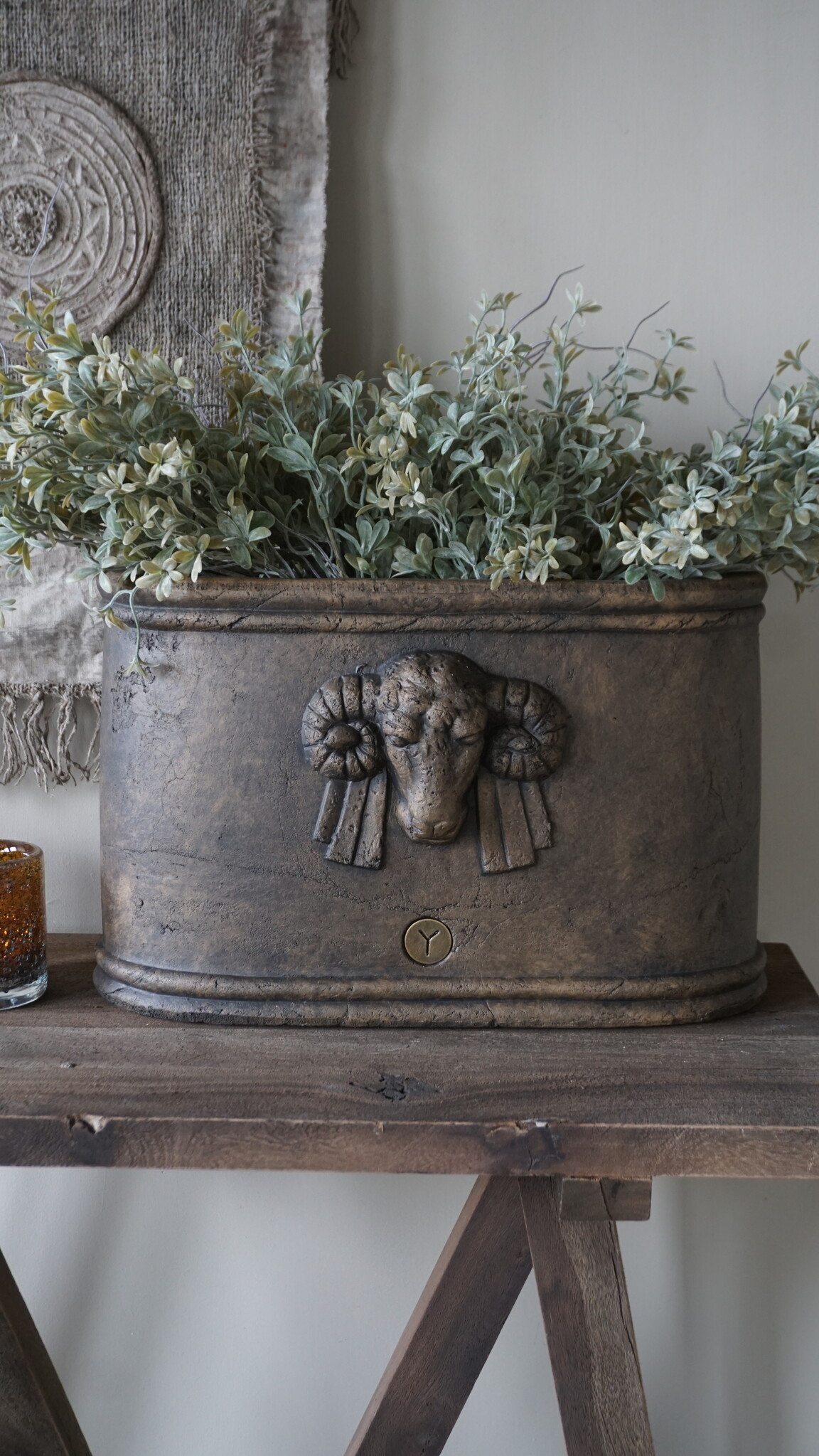 Brynxz Plantenbak Ramskop | Ovaal | Majestic Brown | H26xB45xD20 cm