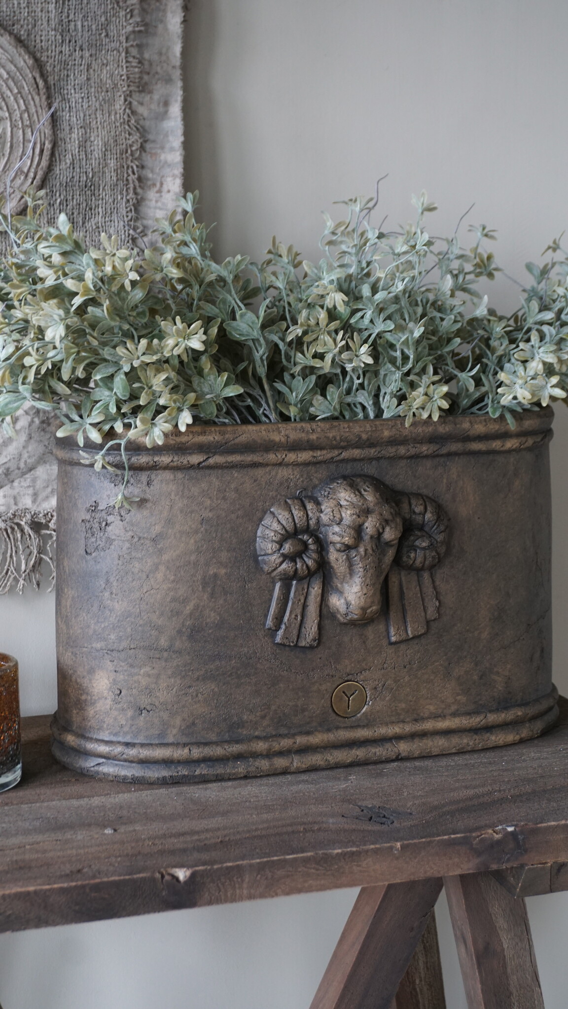 Brynxz Plantenbak Ramskop | Ovaal | Majestic Brown | H26xB45xD20 cm