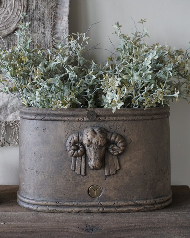 Brynxz Plantenbak Bloempot Vaas Ramskop | Ovaal | Majestic Brown | H26xB40xD20 cm