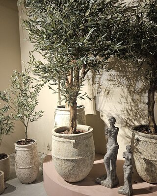 PTMD Serennah Witte keramische pot met ruwe afwerking 68x40 Cm