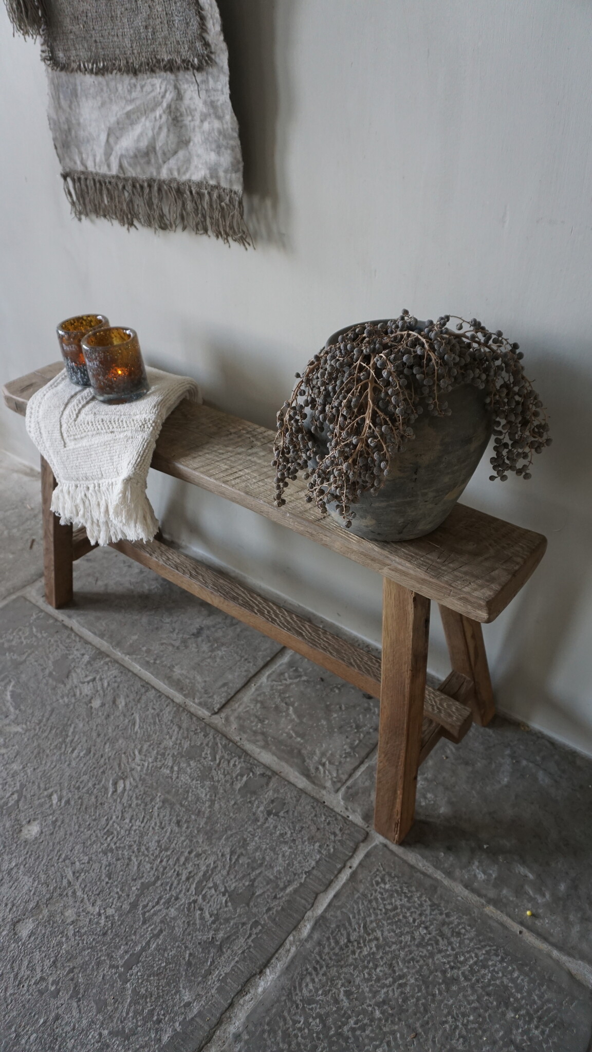 Rene Houtman Oud Eikenhouten Bankje | B80 x H46 x D30 cm