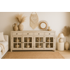 Dressoir 180x92x45 Cm Wit Oud Hout/Glas 4-Deurs 4-Lades