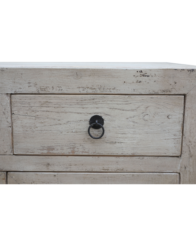 Rene Houtman Dressoir 180x92x45 Cm Wit Oud Hout/Glas 4-Deurs 4-Lades