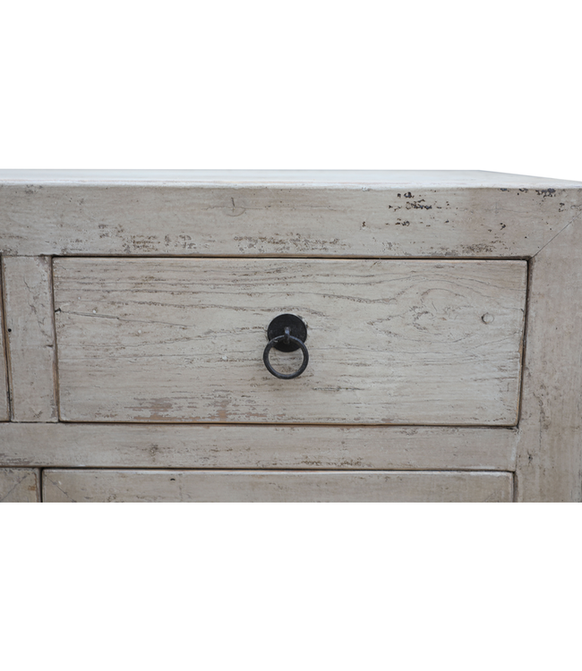 Rene Houtman Dressoir 180x92x45 Cm Wit Oud Hout/Glas 4-Deurs 4-Lades