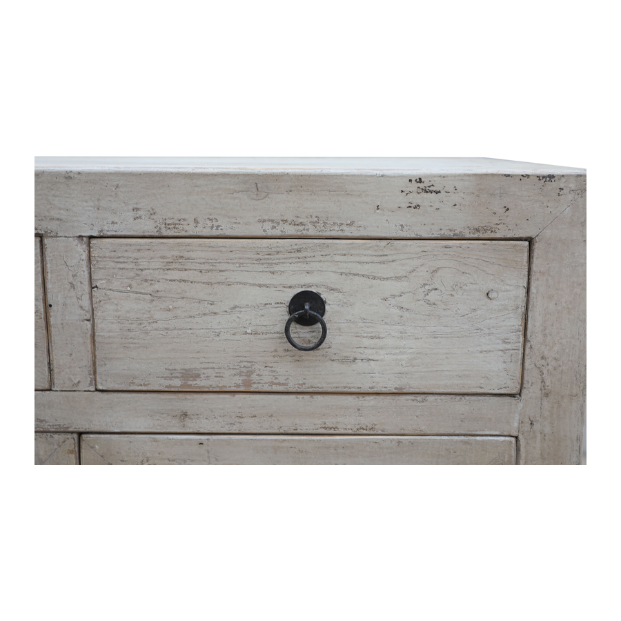 Rene Houtman Dressoir 180x92x45 Cm Wit Oud Hout/Glas 4-Deurs 4-Lades