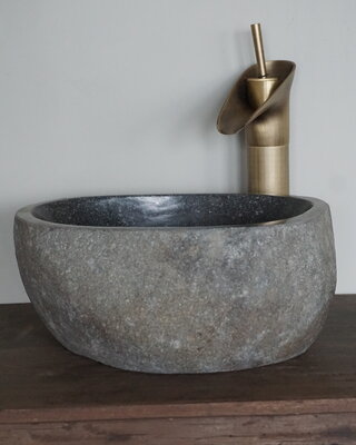 Rene Houtman Kleine Stenen Waskom + Spoelgat | H14 x B31 x D26 cm