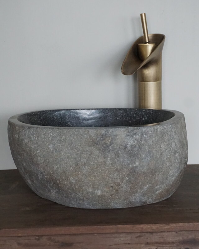 Rene Houtman Kleine Stenen Waskom + Spoelgat | H14 x B31 x D26 cm