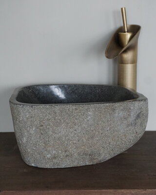 Rene Houtman Kleine Stenen Waskom + Spoelgat | H13 x B28 x D25 cm