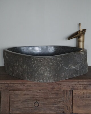 Rene Houtman Grote Stenen Waskom + Spoelgat | H15 x B55 x D45 cm