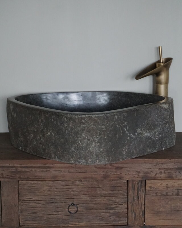 Rene Houtman Grote Stenen Waskom + Spoelgat | H15 x B55 x D45 cm