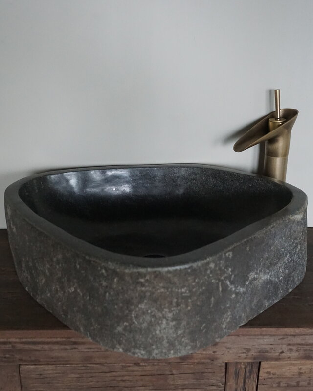 Rene Houtman Grote Stenen Waskom + Spoelgat | H15 x B55 x D45 cm